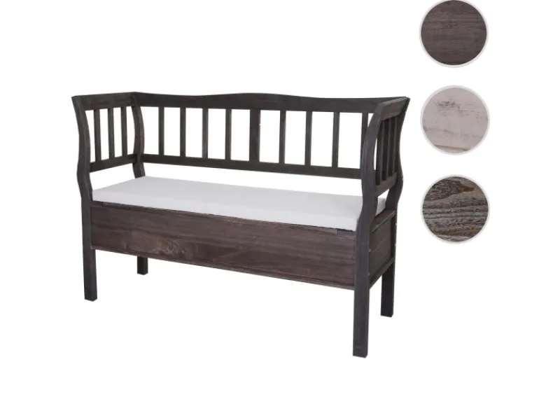 MCW Sitzbank H207 Staufach Shabby-Look Grau-Braun Shabby