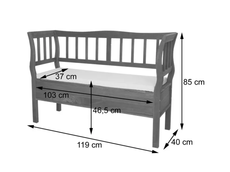 Online MCW Sitzbank H207 Staufach Shabby-Look Shabby Weiß
