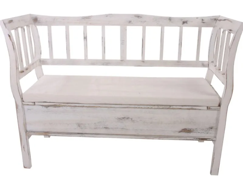 Online MCW Sitzbank H207 Staufach Shabby-Look Shabby Weiß