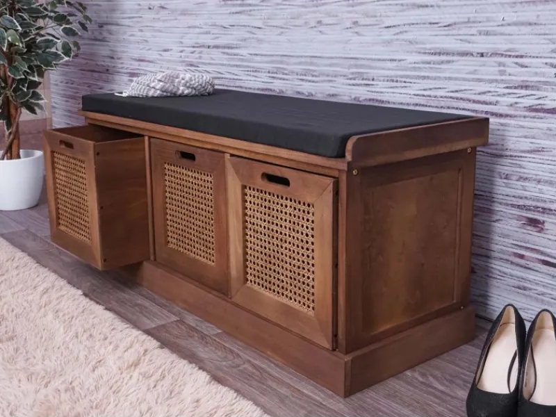 Online MCW Sitzbank J49 Aufbewahrungsboxen 47x110x40cm Polster Schwarz Braun