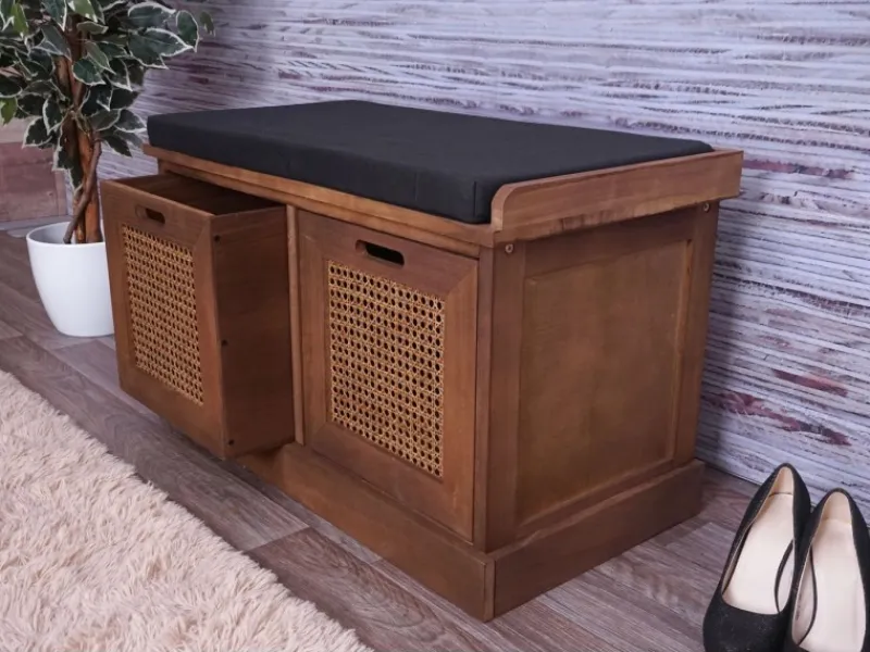 MCW Sitzbank J49 Aufbewahrungsboxen 47x75x40cm Polster Schwarz