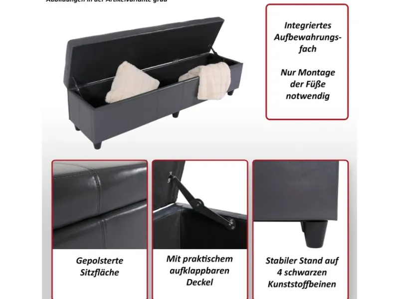 New MCW Sitzbank mit Aufbewahrung Arezzo XXL Creme