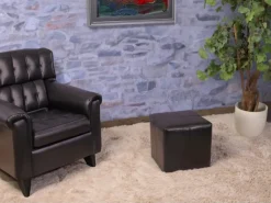 MCW Sitzhocker Carrara Braun 36x36x36cm