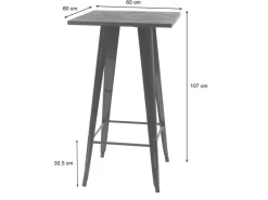 MCW Stehtisch-Set A73 inkl. Holz-Tischplatte Metall 3-teilig Schwarz