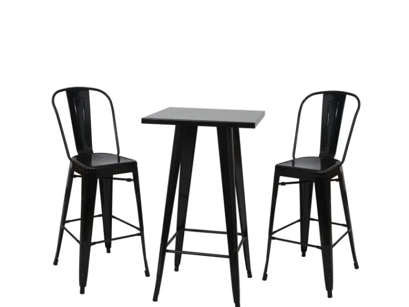 Sale MCW Stehtisch-Set A73 Metall 3-teilig Schwarz