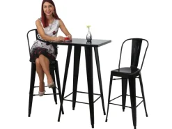 Sale MCW Stehtisch-Set A73 Metall 3-teilig Schwarz