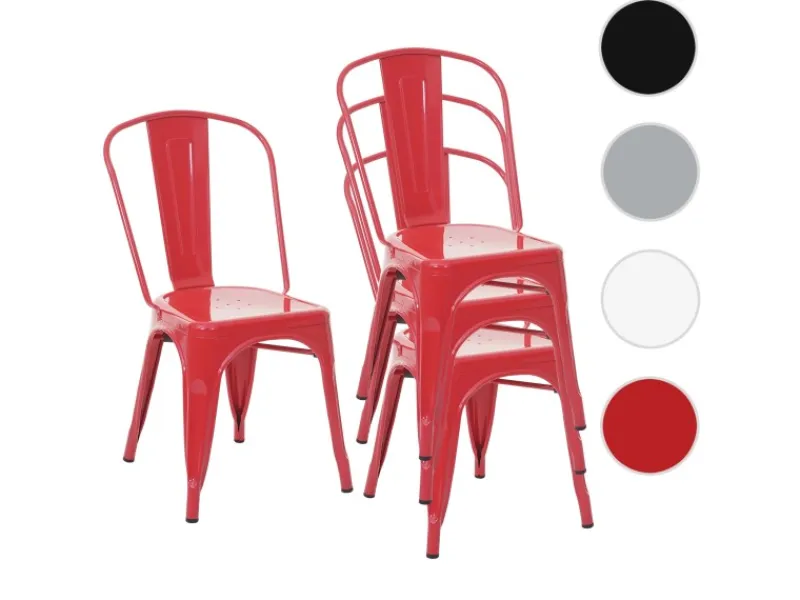 MCW Stuhl A73 Metall 4er-Set Rot