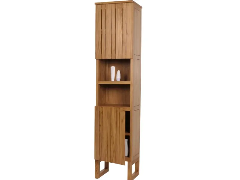 MCW Teak-Hochschrank M72 2 Türen 6 Fächer
