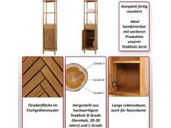 Hot MCW Teak-Hochschrank M74 1 Tür 4 Fächer