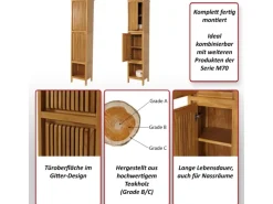 Online MCW Teak-Hochschrank M70 2 Türen 5 Fächer