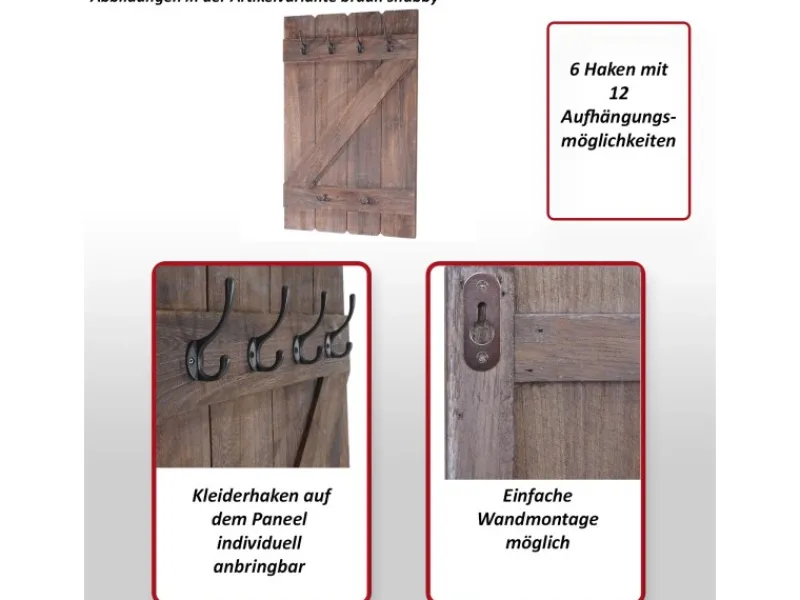 Outlet MCW Wandgarderobe D13 Dunkelgrau Shabby