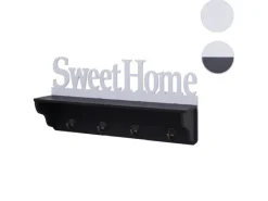 MCW Wandgarderobe D41 Sweet Home 4 Haken Schwarz/weiß