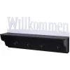 MCW Wandgarderobe D41 Willkommen 4 Haken Schwarz/weiß