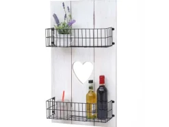 MCW Wandregal D42 Massivholz 70x40x10cm Weiß Shabby