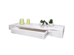 MCW Wandregal H37 Schublade 8x80x25cm Weiß Shabby Reinweiß