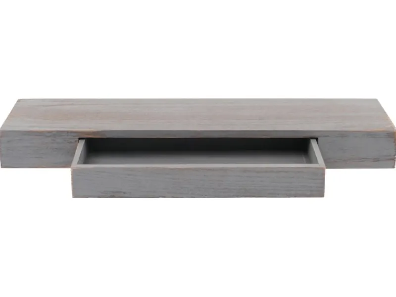 New MCW Wandregal H37 Schublade 8x80x25cm Shabby Grau