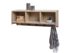 MCW Wandregal K49 Garderobe Wandgarderobe Regal 3 Staufächer 5 Haken 30x80x20cm Holz