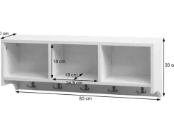 MCW Wandregal K49 Garderobe Wandgarderobe Regal 3 Staufächer 5 Haken 30x80x20cm Holz