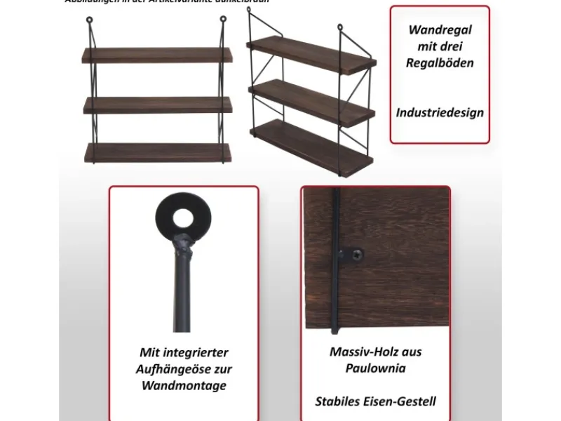 Online MCW Wandregal K78 40x40x13cm Dunkelbraun