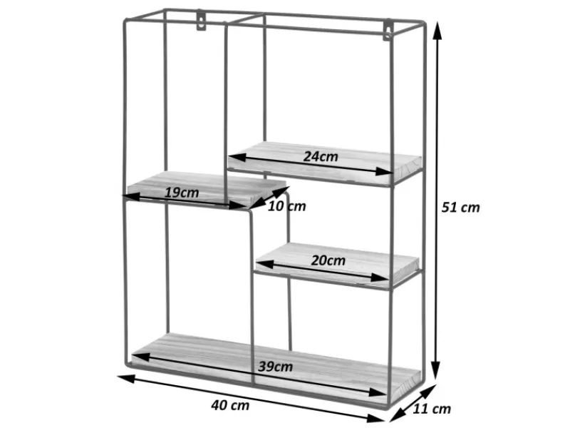Best MCW Wandregal K76 51x40x11cm Natur