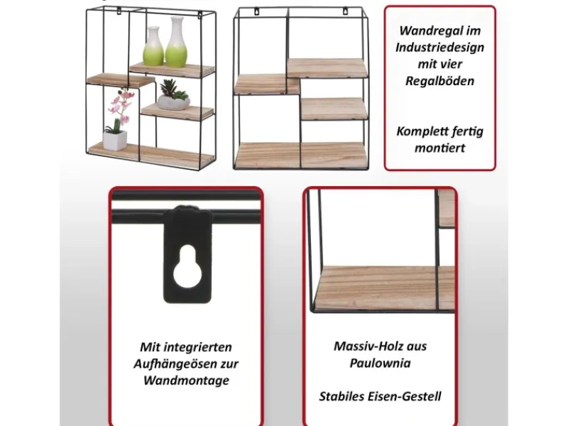 Best MCW Wandregal K76 51x40x11cm Natur