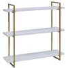 MCW Wandregal K78 60x60x18cm Weiß Metall Gold