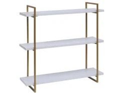 MCW Wandregal K78 60x60x18cm Weiß Metall Gold