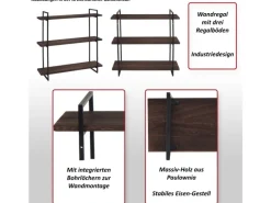 MCW Wandregal K78 60x60x18cm Weiß Metall Gold