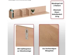 Hot MCW Wandregal M48 20x120x21cm Beige