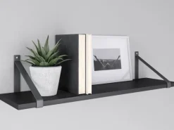 MDF-Wandregal Oldham 1,8 cm x 60 cm x 20 cm Schwarz Eiche