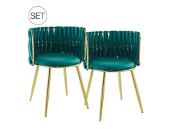 Hot MeGusta Moderner Stuhl 2er-Set Polsterstuhl Esszimmerstuhl mit Armlehne Clara Grün