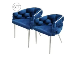 Clearance MeGusta Moderner Stuhl 2er-Set Polsterstuhl Esszimmerstuhl mit Armlehne Paula Blau