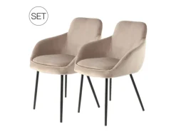 MeGusta Moderner Stuhl 2er-Set Polsterstuhl Esszimmerstuhl mit Armlehne Leni