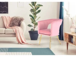 Best MeGusta Moderner Stuhl Polsterstuhl Esszimmerstuhl mit Armlehne Amelie Rosa