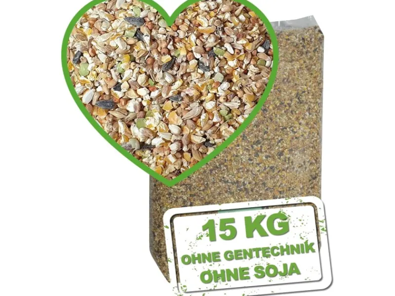 Hot MeineHennen KÖRNER VITAL 15 Kg PREMIUM Hühnerfutter Wachtelfutter mit Muschelschalen Alleinfuttermittel