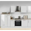 Menke Küchenzeile White Premium 300 cm Lack Weiß Hochglanz-Asteiche Nachbildung