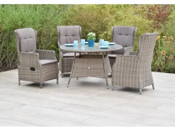 Clearance Merxx Riviera Set 9-tlg. Tisch Ø 120 cm Stahl Kunststoffgeflecht