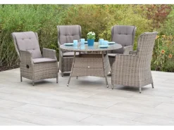Clearance Merxx Riviera Set 9-tlg. Tisch Ø 120 cm Stahl Kunststoffgeflecht