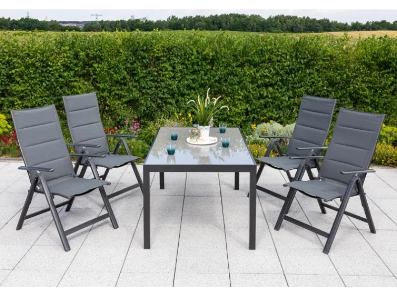 Online Merxx Taviano Set 5-tlg. 4 Klappsessel Gartentisch 150 x 90 cm Grau