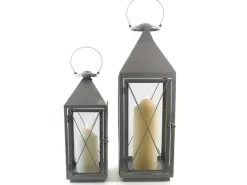 Metall Laterne 2er-Set Grau 40 / 60 cm