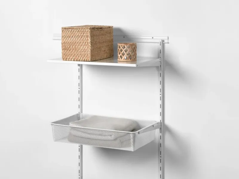 Metall-Drahtgitterkorb 12 cm x 39 cm x 60 cm Weiß-Matt