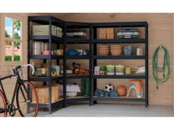 AR Shelving Metall-Eck-Schwerlast-Steckregal Rivet Anthrazit 180 cm x 90 cm x 45 cm x 65 cm