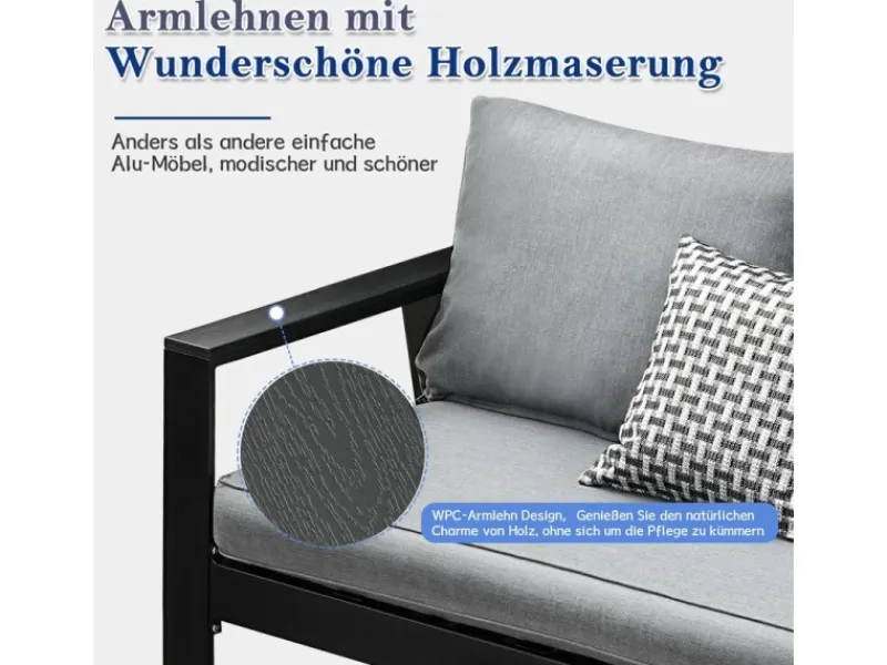 MeXo Aluminium Dining Lounge Outdoor mit Esstisch für 5 Personen