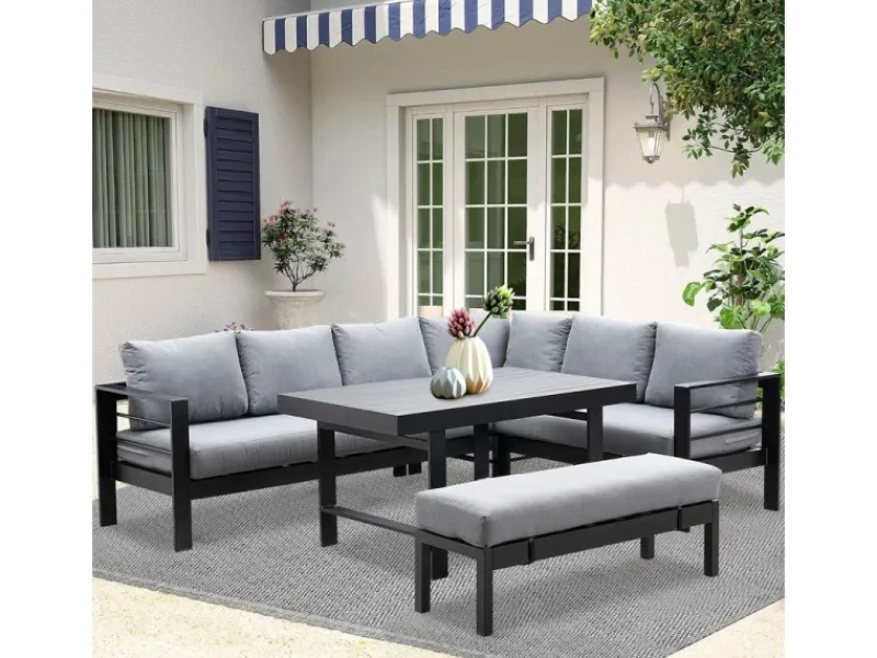 MeXo Aluminium Lounge-Set mit Esstisch für 8 Personen