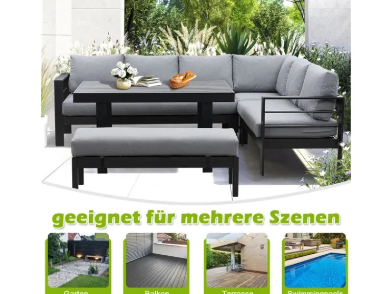 MeXo Aluminium Lounge-Set mit Esstisch für 8 Personen