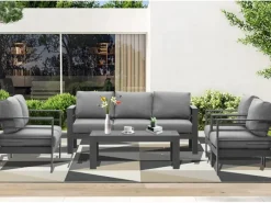 Online MeXo Gartenmöbel Set aus Aluminium Loungeset für 7 Personen Grau