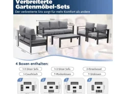 Online MeXo Gartenmöbel Set aus Aluminium Loungeset für 7 Personen Grau