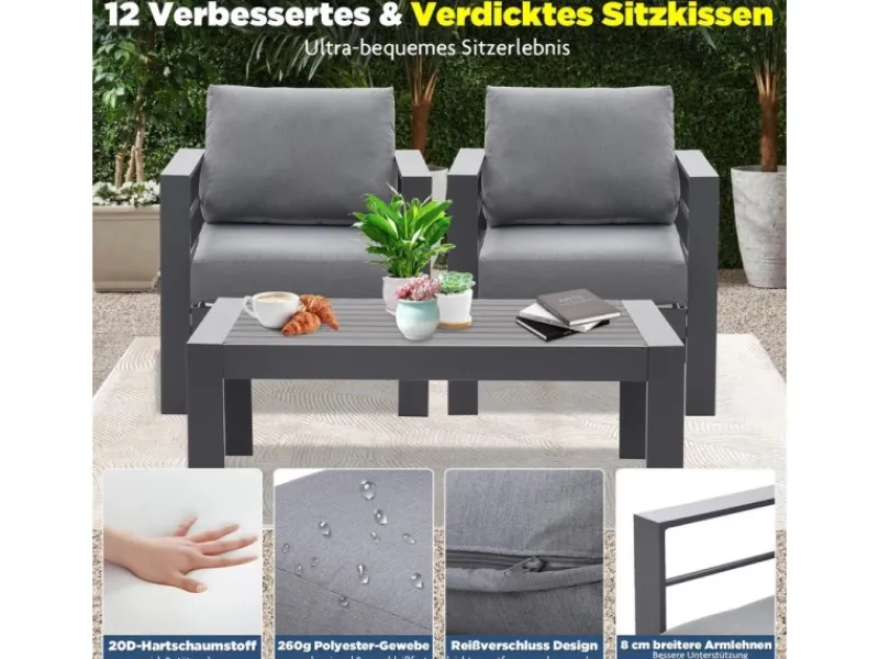 Online MeXo Gartensessel Outdoor 2 Sitzer Loungesessel Wetterfest Grau