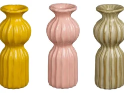 Mica Decorations Einstielige Vase Felipe Gelb Beige-Grün Ø 8 cm Farbsortiert