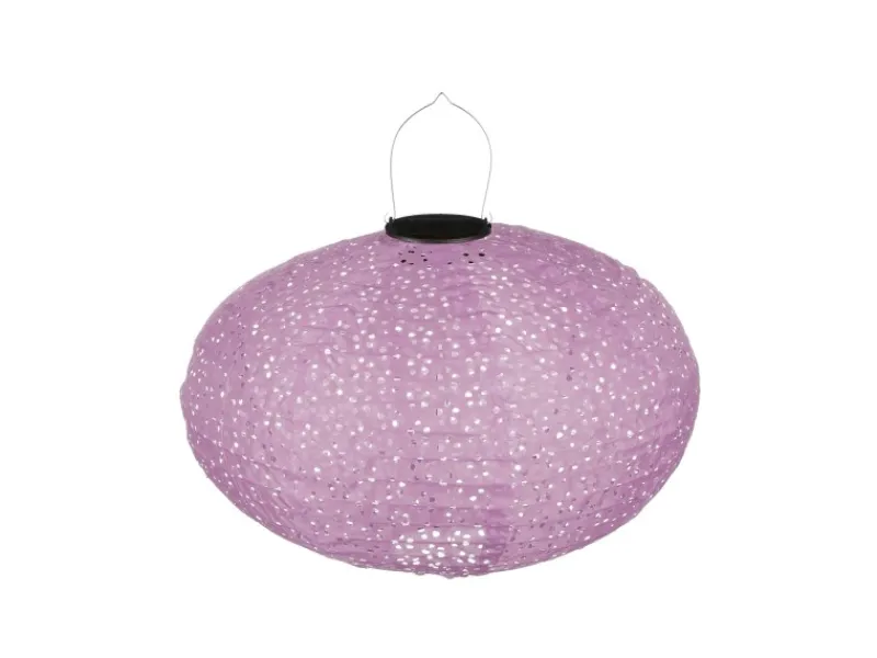 Mica Decorations Solar-LED-Laterne Oval Ø 40 cm x 27 cm Violett